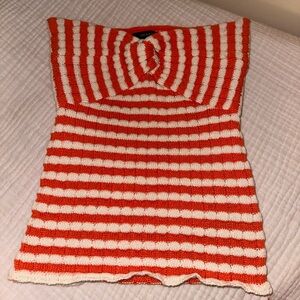 Forever 21 Orange and White Striped Tube Top